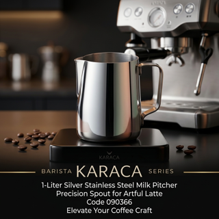 شیرجوش استیل ۱ لیتری باریستا نقرهای کد 090366 - کاراجا | Karaca Barista 1-Liter